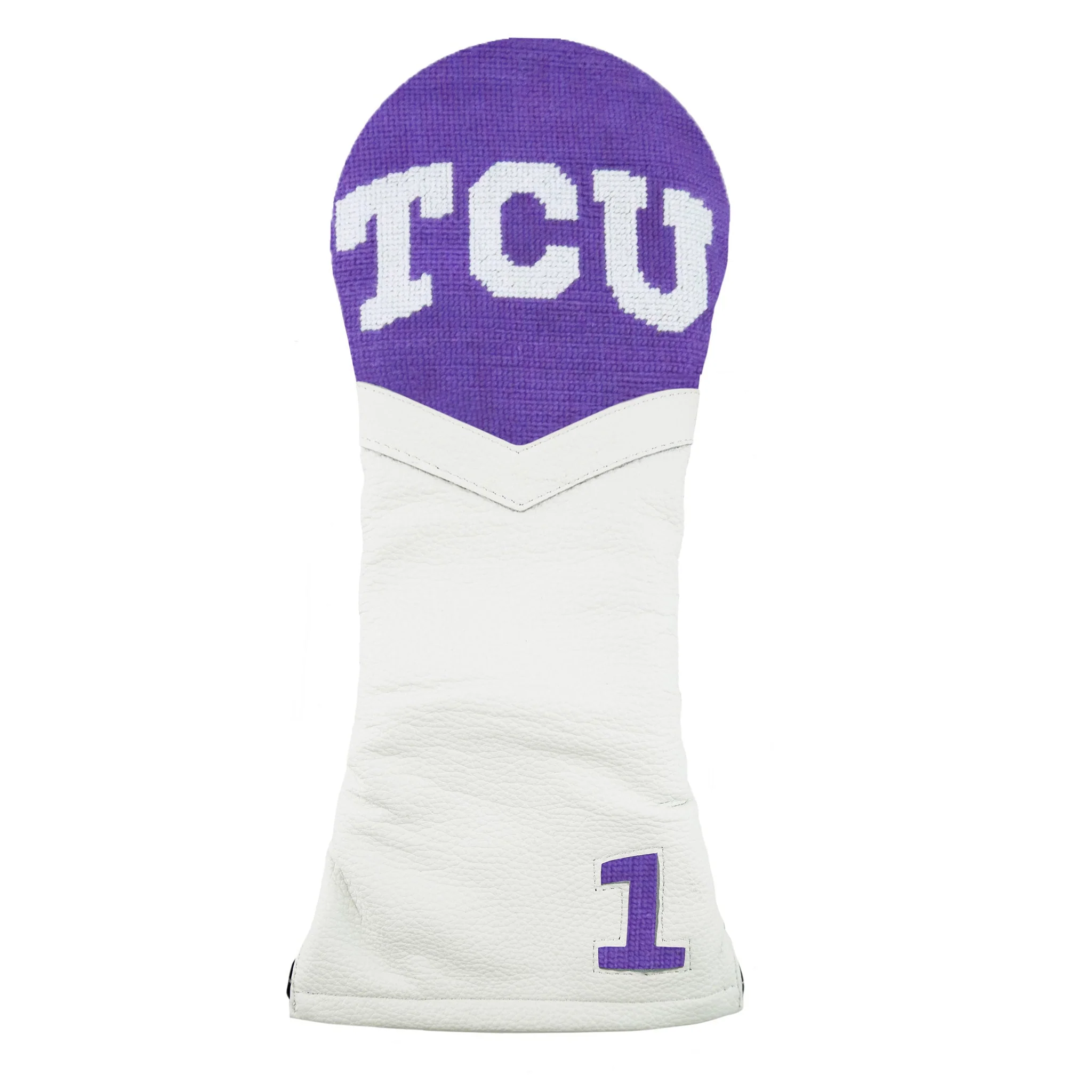 TCU Driver Headcover (Purple) (White Leather)