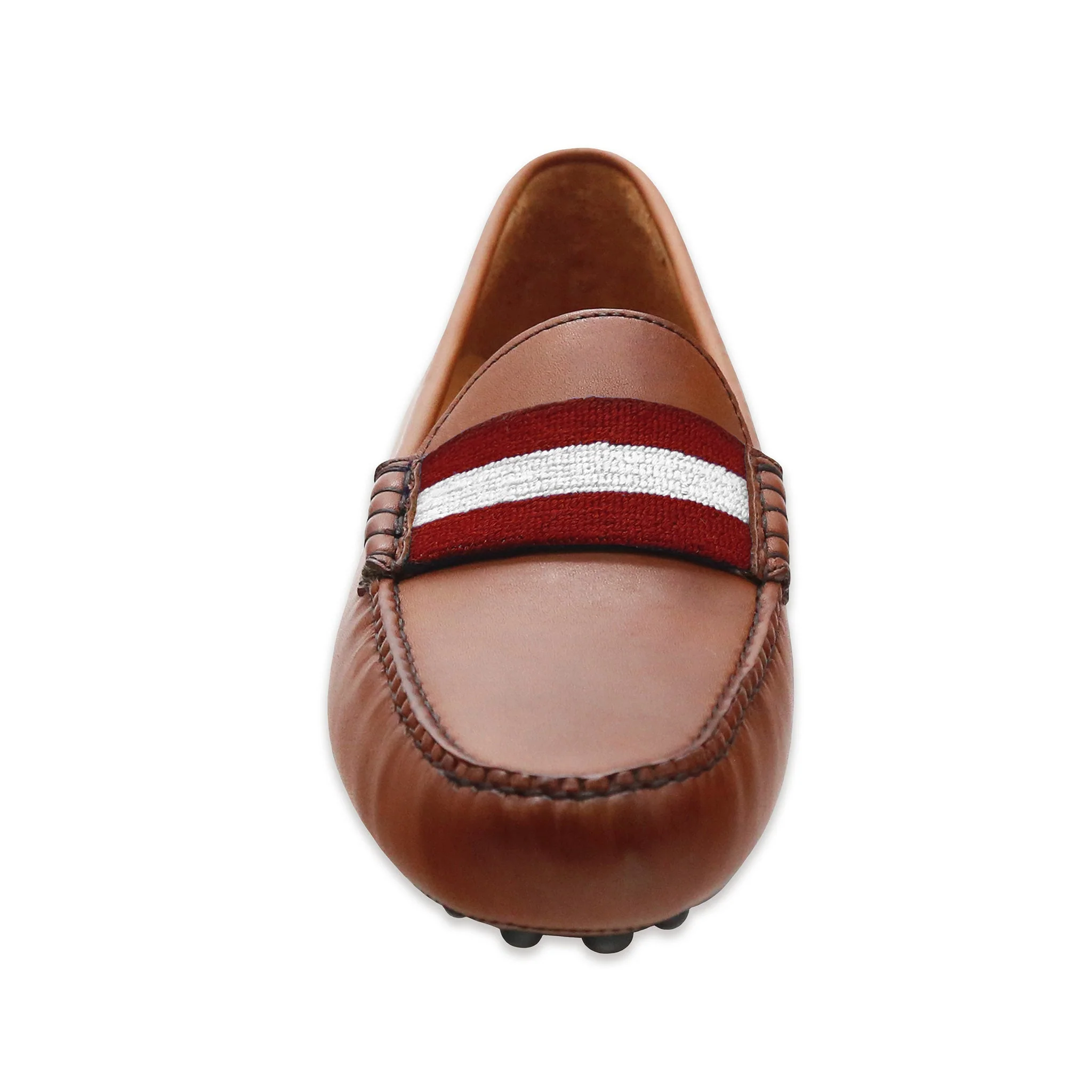 Texas A&M Surcingle Driving Shoes (Maroon-White) (Chestnut Leather-Logo) - Image 2