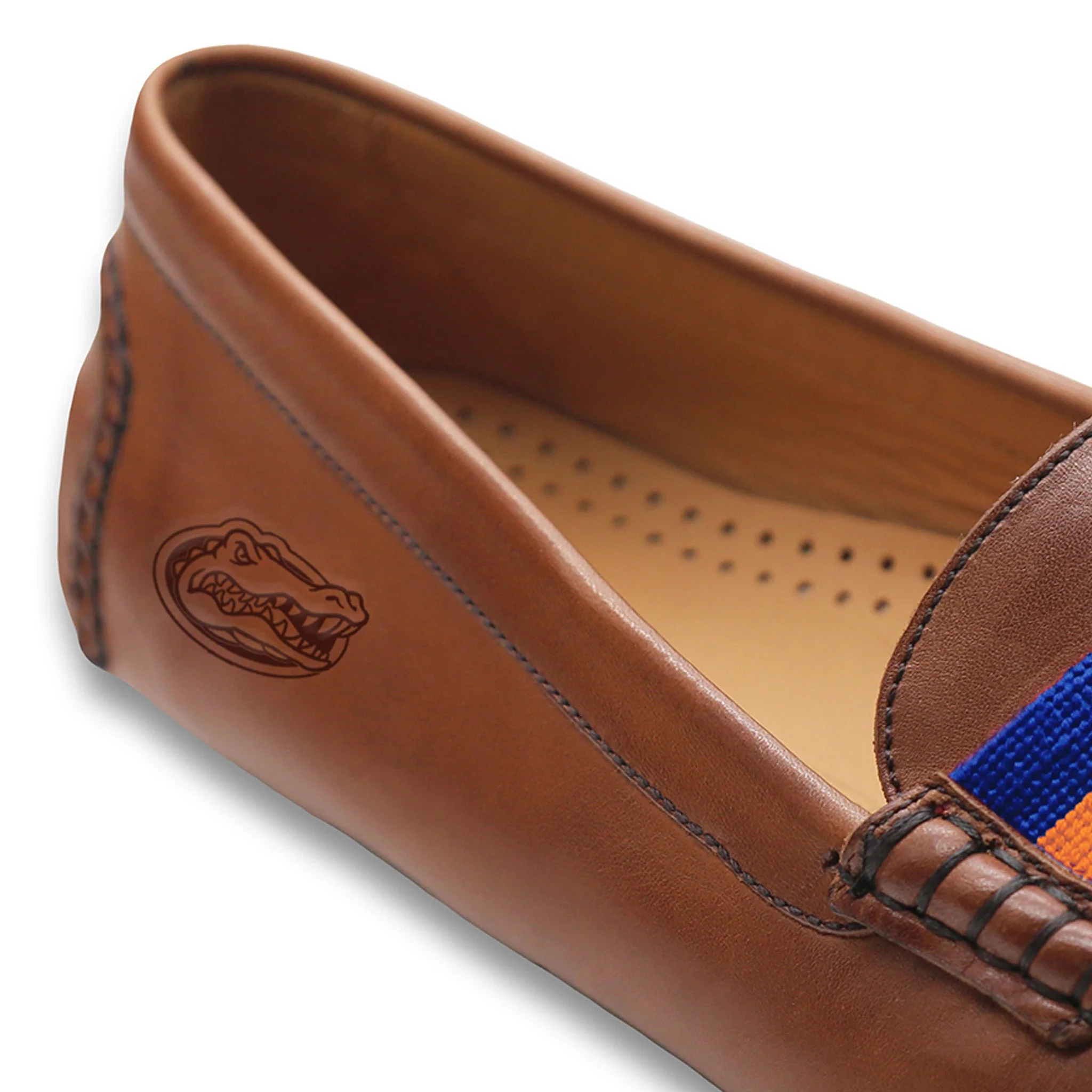 University of Florida Surcingle Driving Shoes (Royal-Orange) (Chestnut Leather-Logo) - Image 3